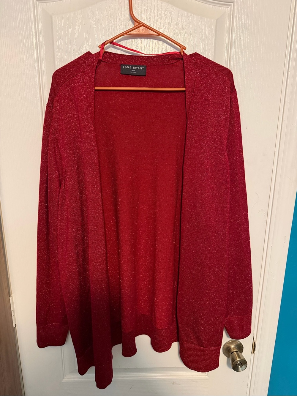 Lane Bryant Sparkle Red Open-Front Cardigan